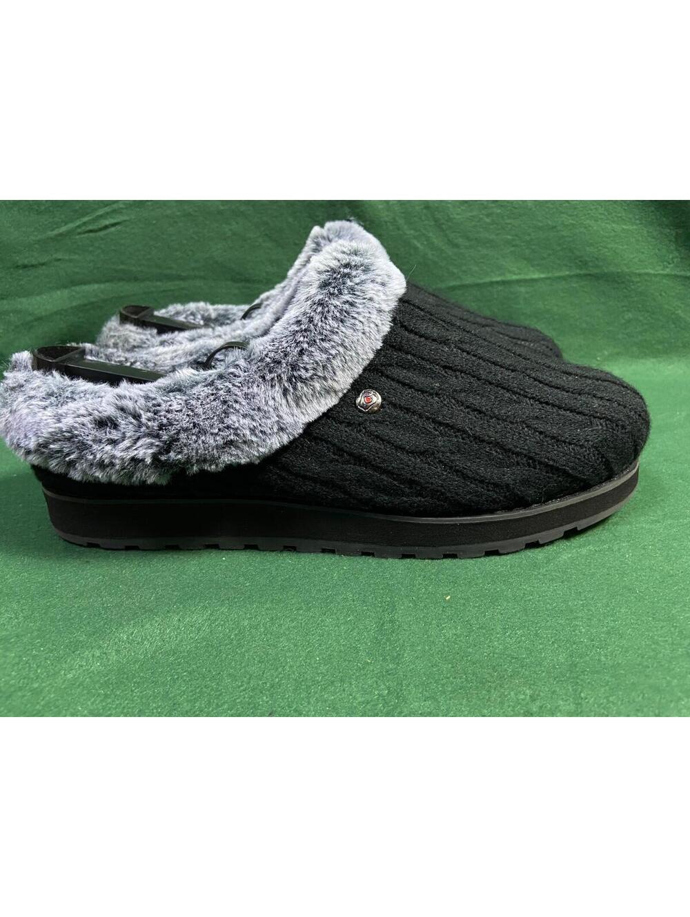 Skechers Bobs Women's Size 9.5 Keepsakes Ice Angel Charcoal Slip On Shoes Furry - Picture 4 of 11